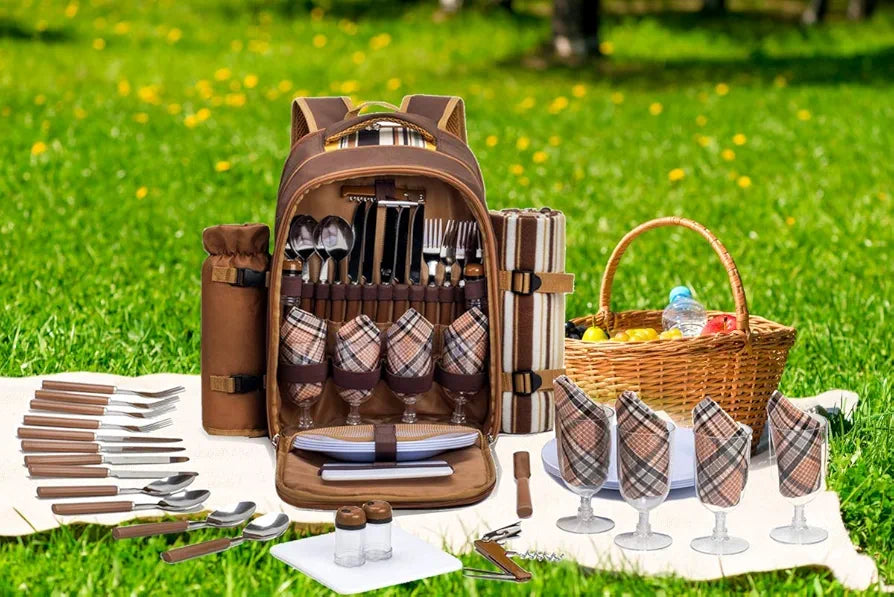 Apollo Walker Picnic Backpack for 4 with Cooler, Wine Bag, Blanket