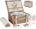 Willow Picnic Basket Set for 2 with Insulated Cooler and Blanket