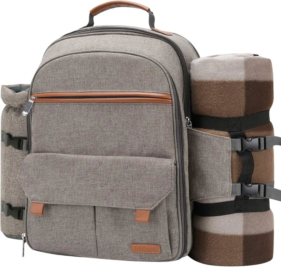 Sunflora Picnic Backpack for 4 Person Set with Insulated Pouch
