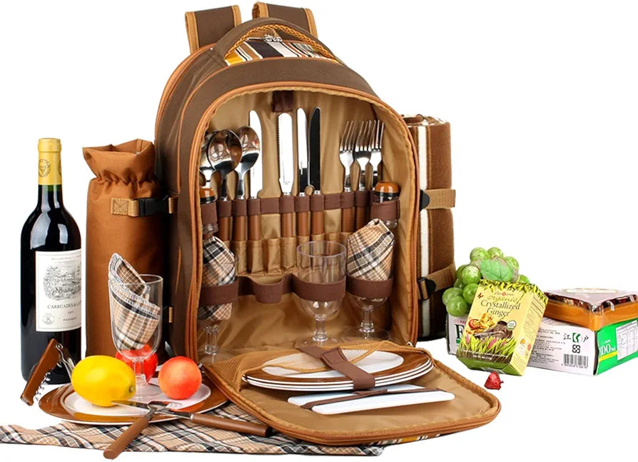 Apollo Walker Picnic Backpack for 4 with Cooler, Wine Bag, Blanket