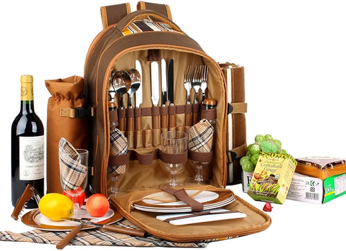 Apollo Walker Picnic Backpack for 4 with Cooler, Wine Bag, Blanket