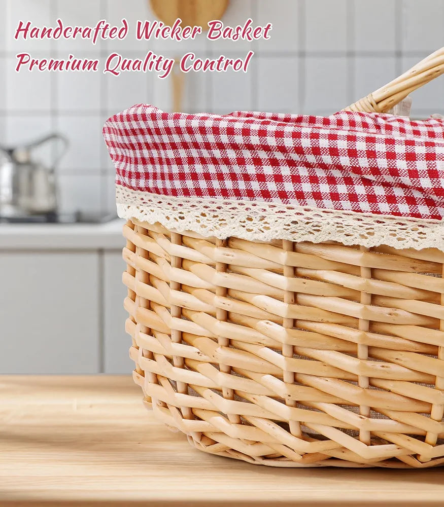 Picnic Basket for 2 with Table, Blanket, and Insulated Cooler Bag