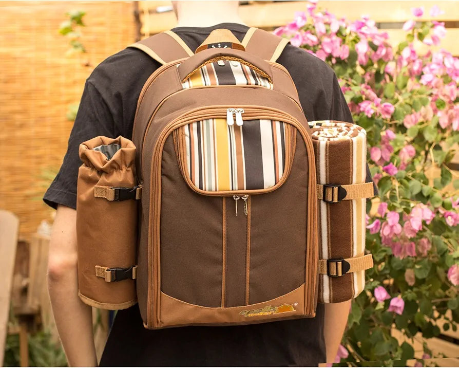 Apollo Walker Picnic Backpack for 4 with Cooler, Wine Bag, Blanket