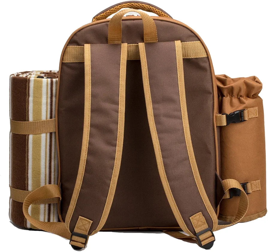 Apollo Walker Picnic Backpack for 4 with Cooler, Wine Bag, Blanket