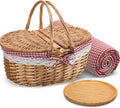 Picnic Basket with Blankets, Bamboo Plates, and Washable Lining