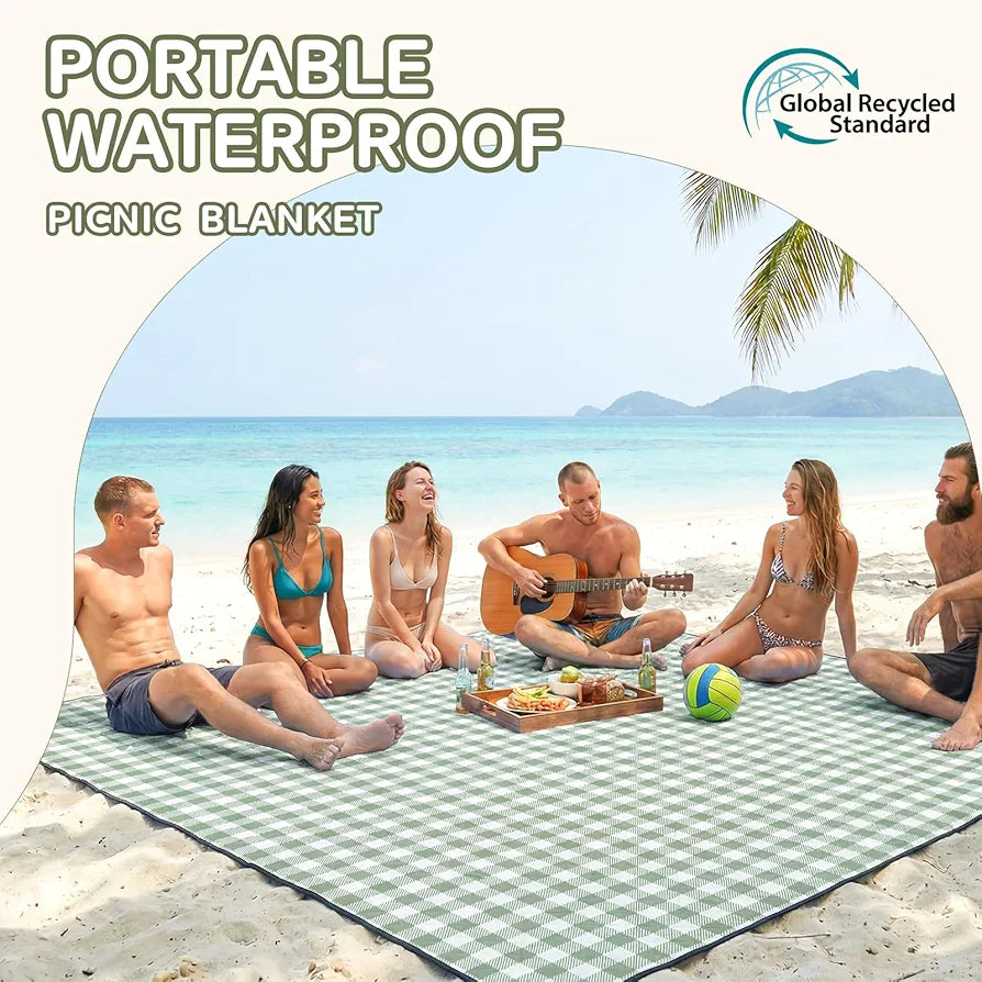 Genovega Waterproof Picnic Blanket Extra Large Foldable Beach Mat