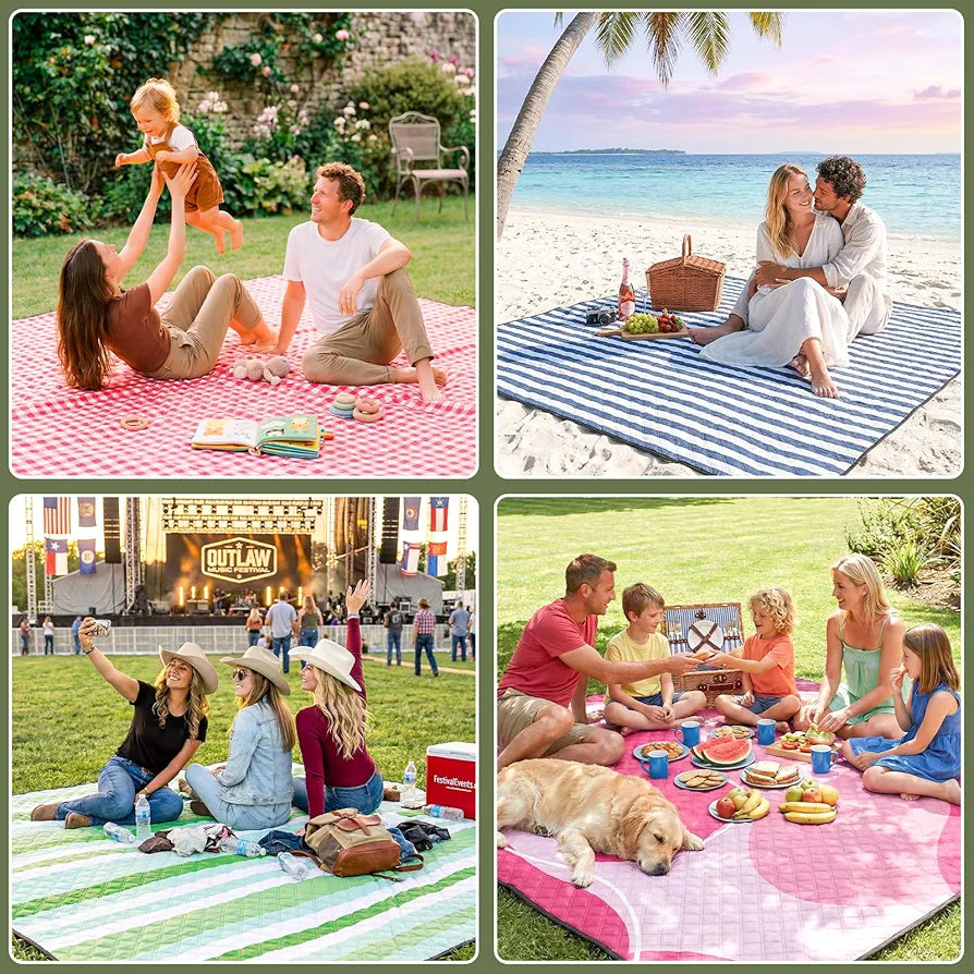 Genovega Waterproof Picnic Blanket Extra Large Foldable Beach Mat