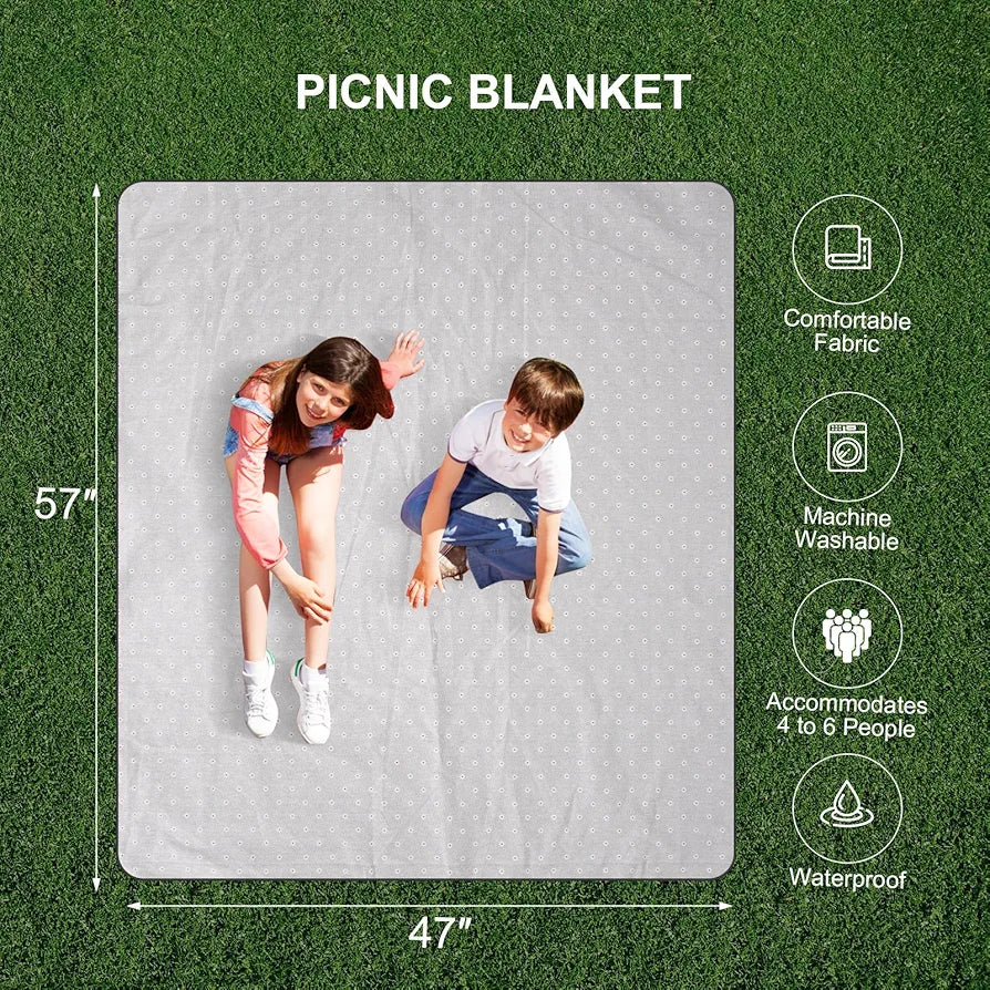 Picnic Basket Set for 2 - Wicker Insulated Basket with Blanket & Table