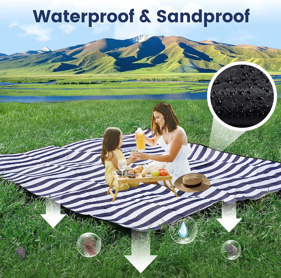 sapsisel 80"x 80" Picnic Blanket Extra Large, Waterproof and Foldable