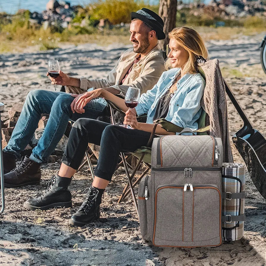 Picnic Backpack for 4, Picnic Basket Set, Leakproof Cooler Backpack