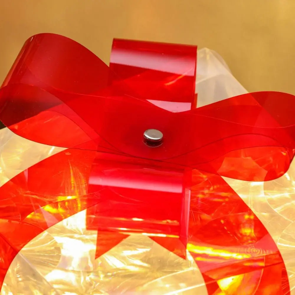 3Pcs/Set PVC Christmas Gift Box Set Luminous with Bow Ribbon Light up Present Boxes Folding Christmas Glowing Decoration Outdoor