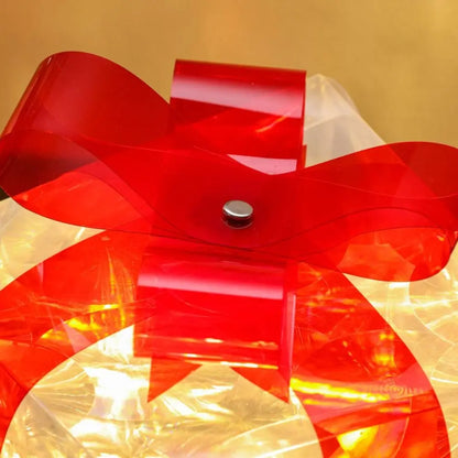 3Pcs/Set PVC Christmas Gift Box Set Luminous with Bow Ribbon Light up Present Boxes Folding Christmas Glowing Decoration Outdoor