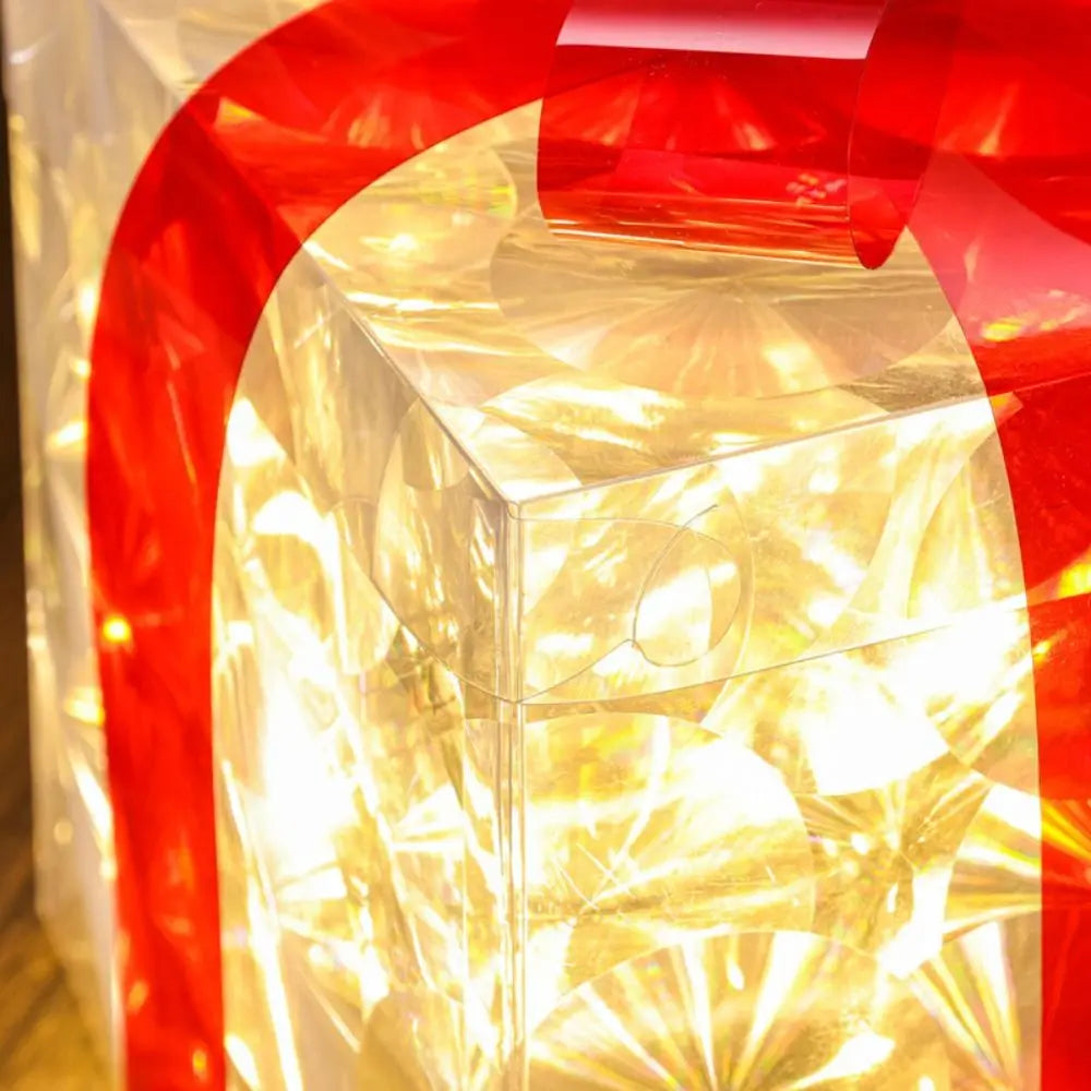 3Pcs/Set PVC Christmas Gift Box Set Luminous with Bow Ribbon Light up Present Boxes Folding Christmas Glowing Decoration Outdoor