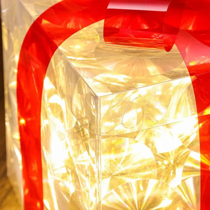 3Pcs/Set PVC Christmas Gift Box Set Luminous with Bow Ribbon Light up Present Boxes Folding Christmas Glowing Decoration Outdoor